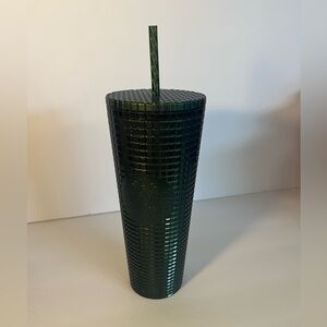 New Starbucks 2021 Winter Holiday Grid Tumbler Cold Cup 24oz, Green Christmas